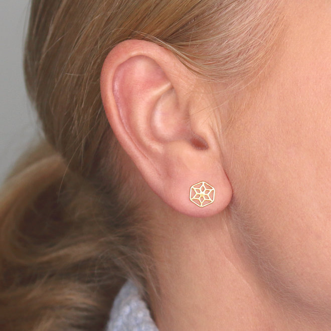 Earrings filigree flower ear studs - gold plated - ARLIZI 1390 - Fleury