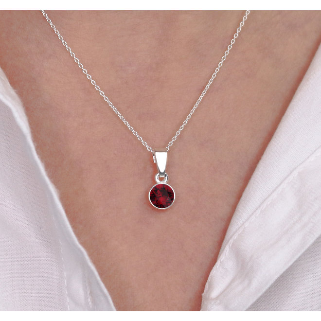 Halskette rot Swarovski Kristall Anhänger 6mm - Sterling Silber - ARLIZI 1642 - Nala