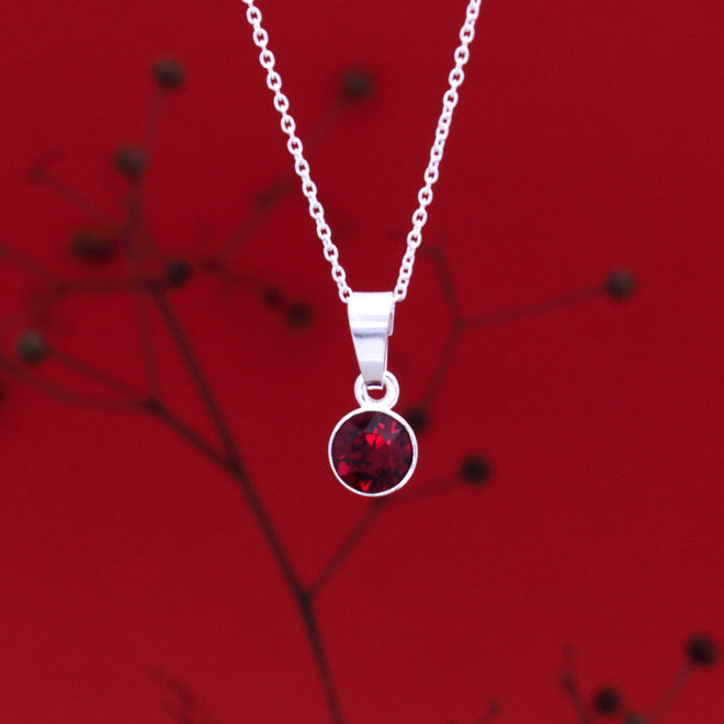 Halskette rot Swarovski Kristall Anhänger 6mm - Sterling Silber - ARLIZI 1642 - Nala