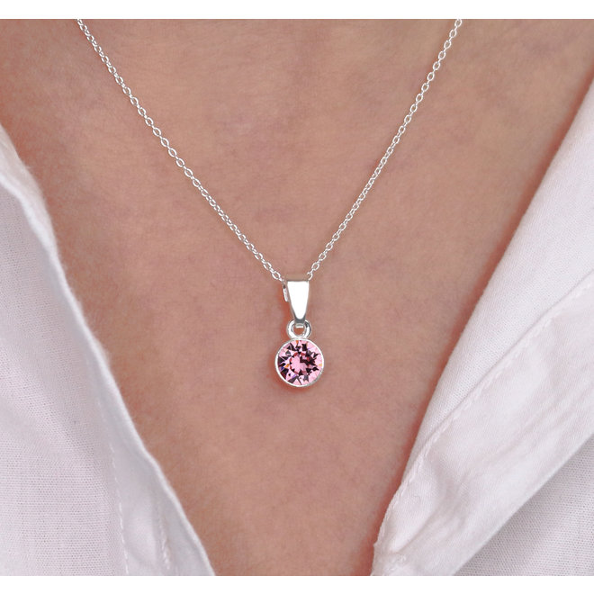 Necklace pink Swarovski crystal pendant - sterling silver - ARLIZI 1781 - Nala