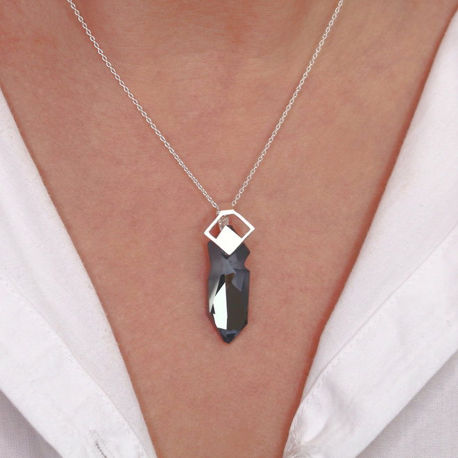 Halskette grau Swarovski Kristall Anhänger - Sterling Silber - ARLIZI 0869 - Iris