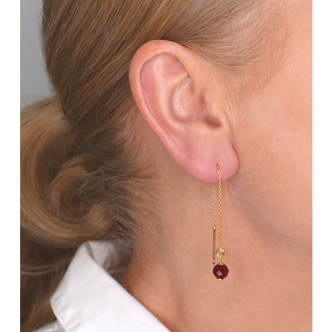 Earrings pull through carnelian bead - gold plated - ARLIZI 2020 - Skylar