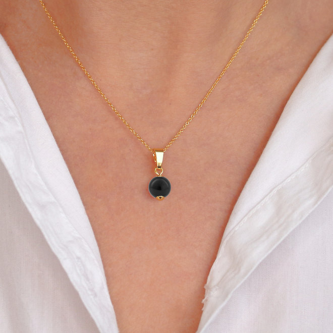 Necklace black pearl pendant - gold plated - ARLIZI 1042 - Natalia
