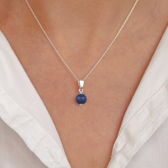 Necklace dark blue pearl pendant - sterling silver - ARLIZI 1524 - Natalia