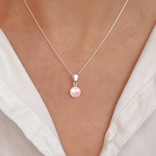 Necklace pink pearl pendant - sterling silver - ARLIZI 1526 - Natalia