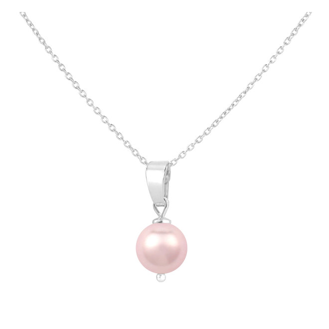 Halskette Perle Anhänger rosa 925 Silber - 1526