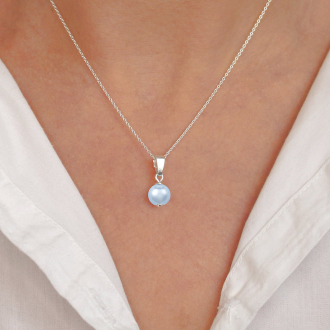 Halskette Perle Anhänger hellblau - Sterling Silber - ARLIZI 1528 - Natalia