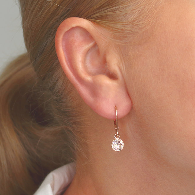Earrings Swarovski crystal pendant 6mm - rose gold plated - ARLIZI 1645 - Nala