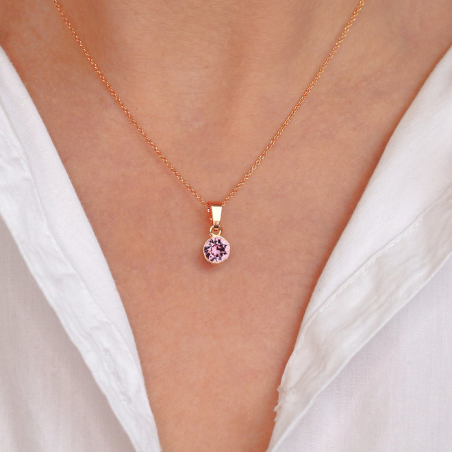 Ketting roze Swarovski kristal hanger - sterling zilver roséverguld - ARLIZI 1787 - Nala