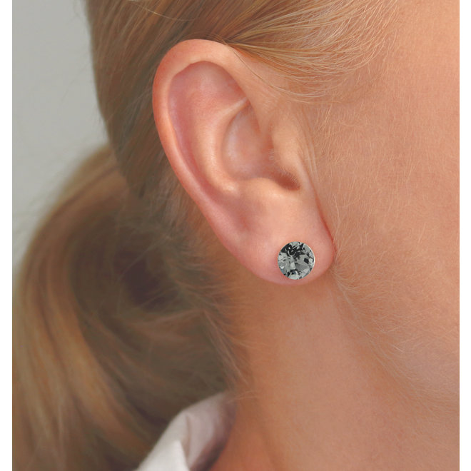 Ohrringe grau Swarovski Kristall Ohrstecker 8mm - Sterling Silber - ARLIZI 1006 - Lucy