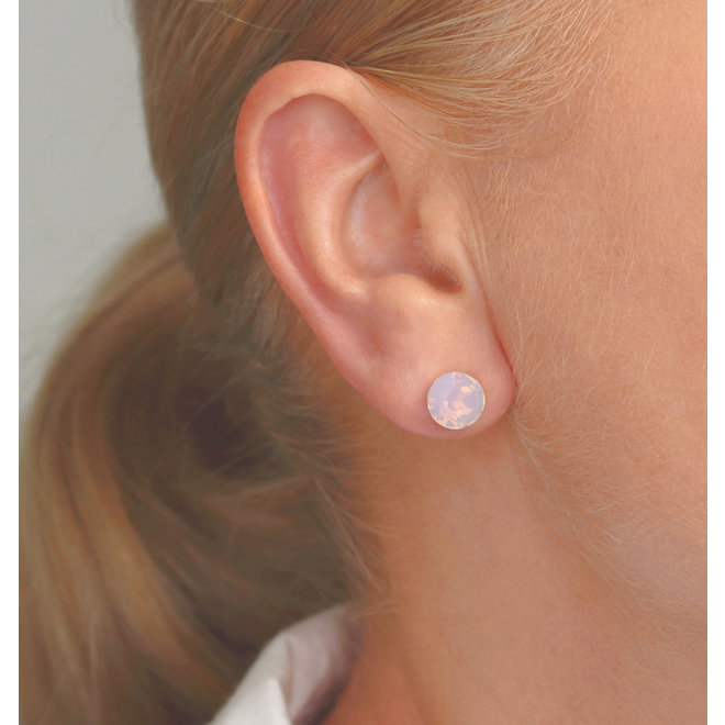 Ohrringe rosa Opal Swarovski Kristall Ohrstecker 8mm - Sterling Silber - ARLIZI 1426 - Lucy