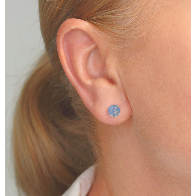 Ohrringe blau Opal Swarovski Kristall Ohrstecker 6mm - Sterling Silber - ARLIZI 1427 - Lucy