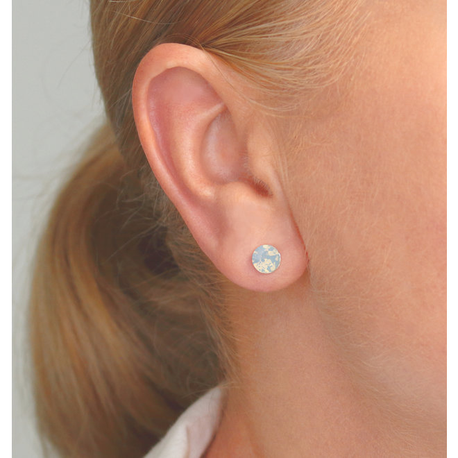 Ohrringe weiß Opal Swarovski Kristall Ohrstecker 6mm - Sterling Silber - ARLIZI 1429 - Lucy