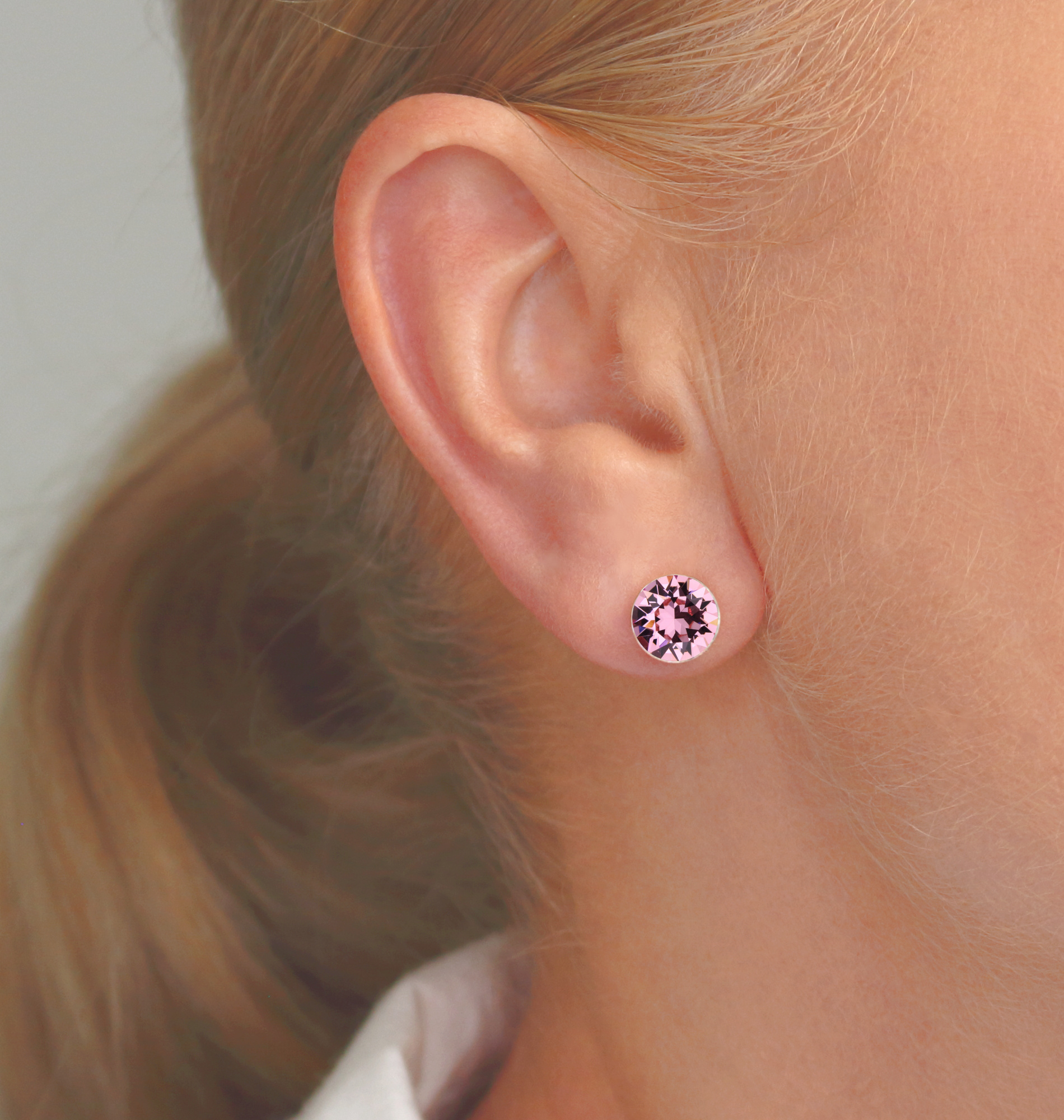 Ohrringe rosa Swarovski Kristall - 8mm 925 1519 ARLIZI - Ohrstecker ARLIZI Schmuck Silber Webshop 