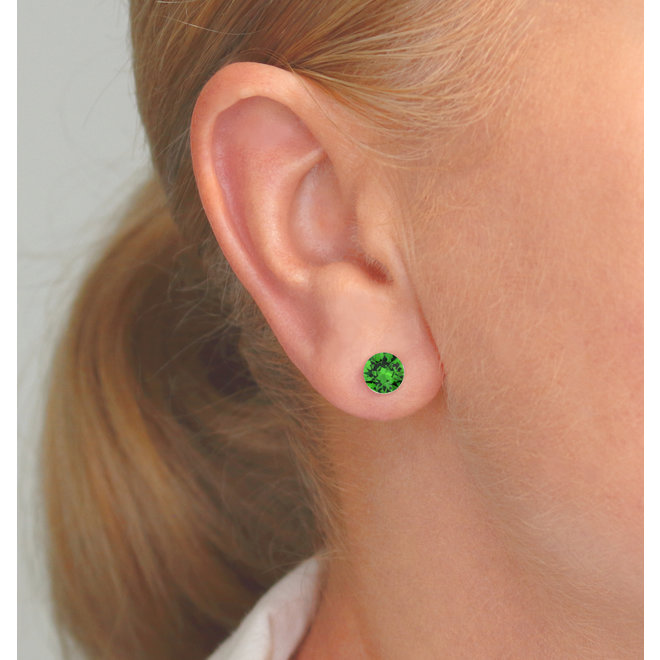 Oorbellen groen Swarovski kristal oorstekers 6mm - sterling zilver  - ARLIZI 1558 - Lucy