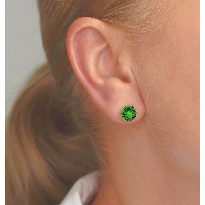 Oorbellen groen Swarovski kristal oorstekers 8mm - sterling zilver  - ARLIZI 1559 - Lucy
