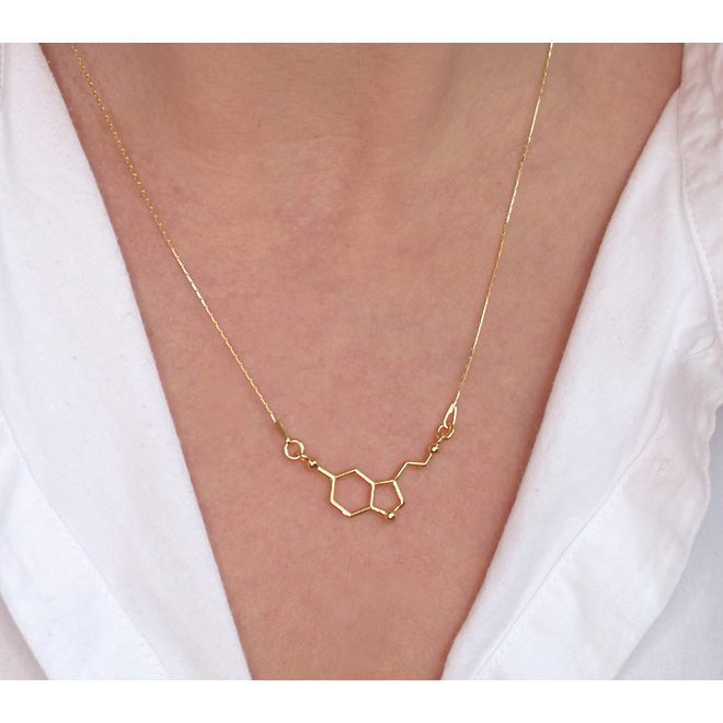 Ketting serotonine molecuul hanger - verguld - ARLIZI 0864 - Kendal