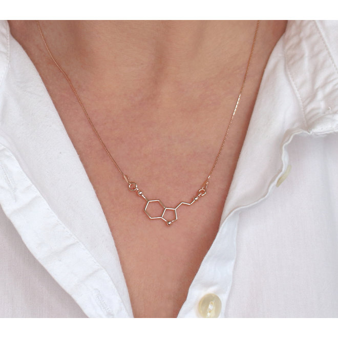 Ketting serotonine molecuul hanger - roséverguld - ARLIZI 0933 - Kendal