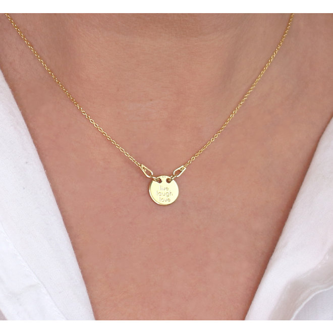 Ketting live laugh love bedelhanger - verguld - ARLIZI 1447 - Kendal