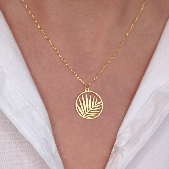 Necklace palm leaf pendant - gold plated - ARLIZI 1840 - Kendal