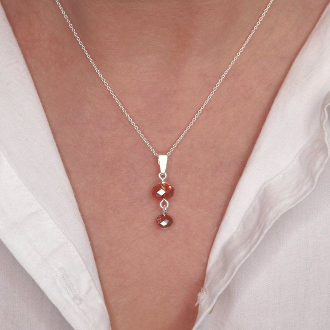 Halskette rot Swarovski Kristall Briolette Anhänger - Sterling Silber - ARLIZI 2004 - Elodie