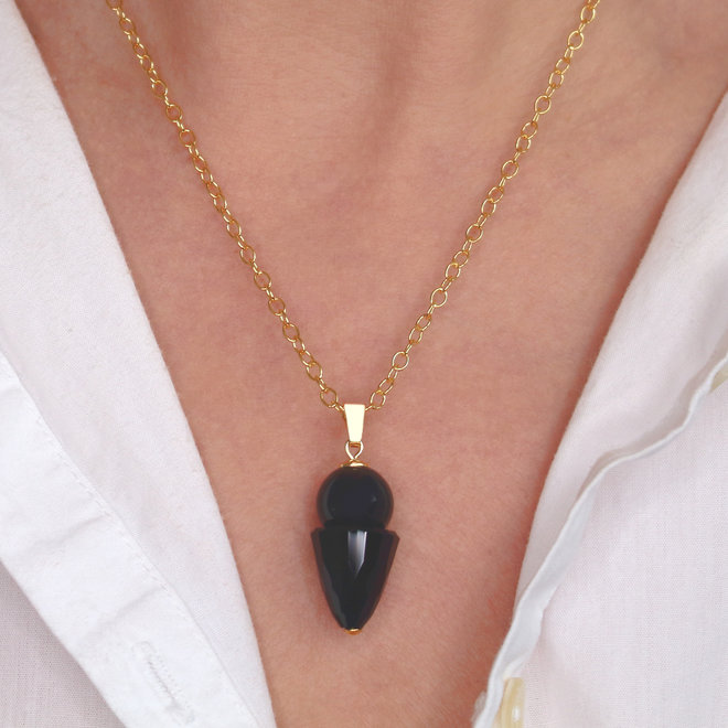 Necklace black Swarovski pearl black crystal pendant - gold plated - ARLIZI 1470 - Kate