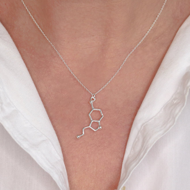 Halskette Serotonin Molekül Anhänger - Sterling Silber - ARLIZI 1928 - Kendal