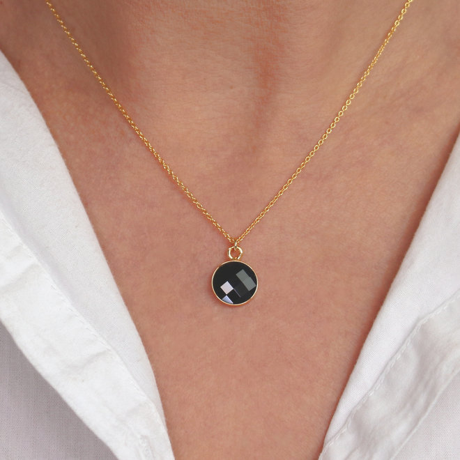 Ketting zwart Swarovski kristal hanger - verguld - ARLIZI 1811 - Joy