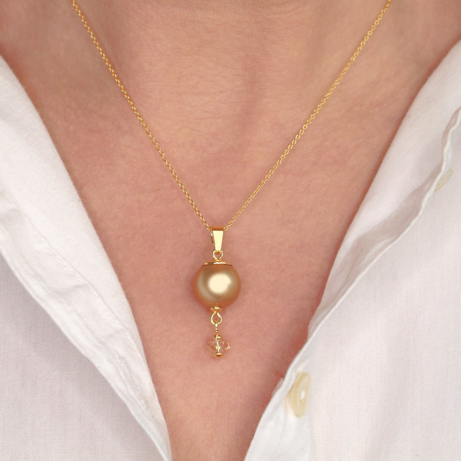 Necklace pearl Swarovski crystal gold-coloured - gold plated - ARLIZI 1761 - Claire