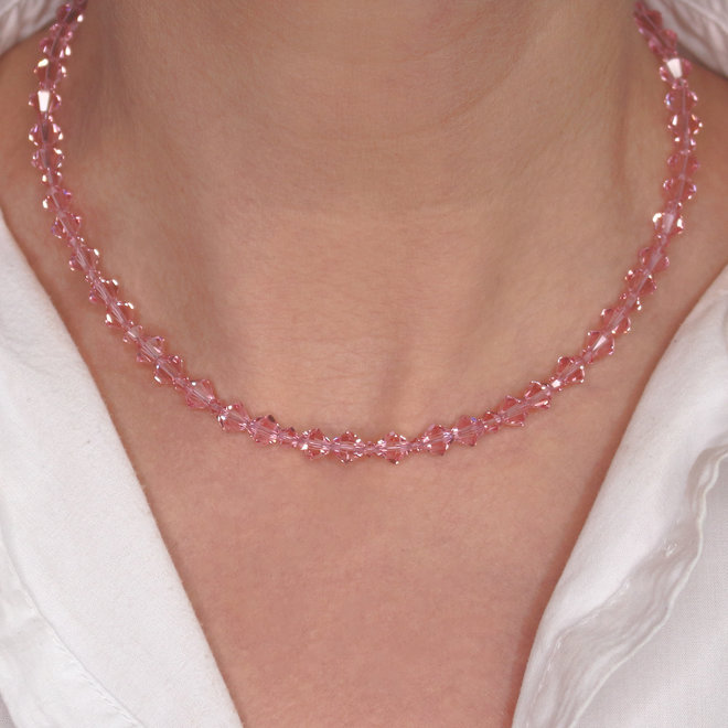 Halskette rosa Swarovski Kristall - Sterling Silber - ARLIZI 1939 - Coco