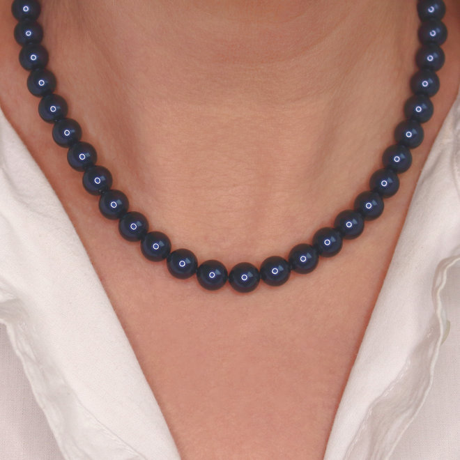 Pearl necklace dark blue 8mm - sterling silver - ARLIZI 1166 - Noa