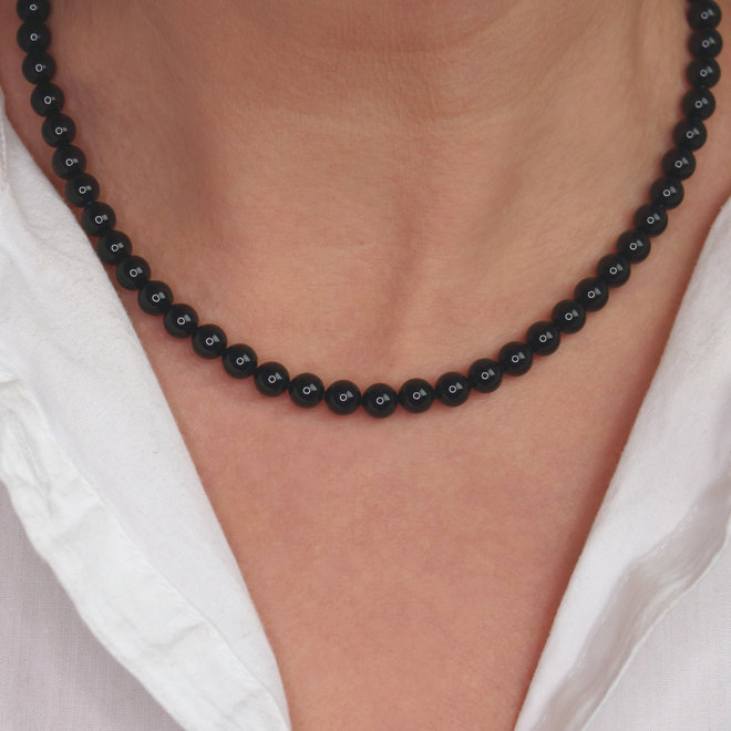 Pearl necklace black 6mm - sterling silver - ARLIZI 1175 - Noa