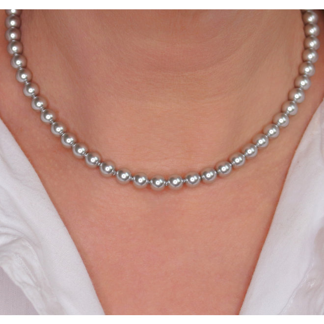 Pearl necklace light grey 6mm - sterling silver - ARLIZI 1183 - Noa