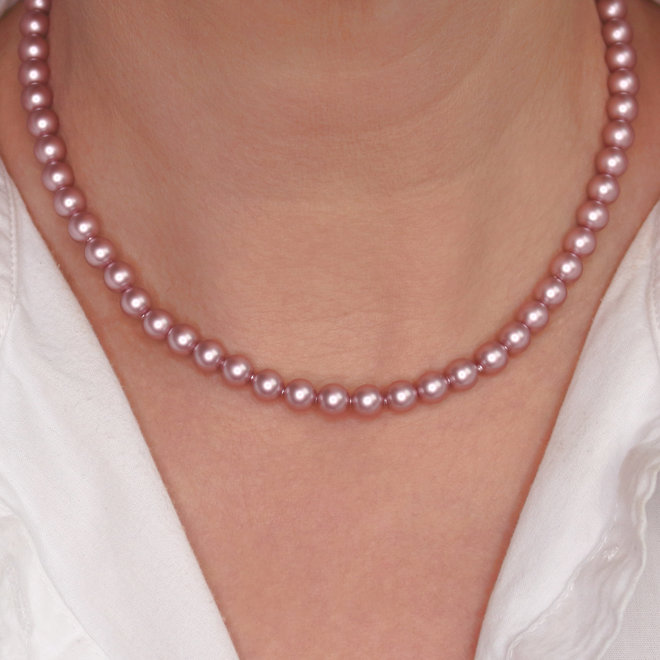 Pearl necklace pink 6mm - sterling silver - ARLIZI 1196 - Noa