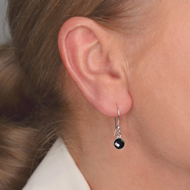 Earrings black Swarovski crystal drop earrings - sterling silver - ARLIZI 1795 - Joy