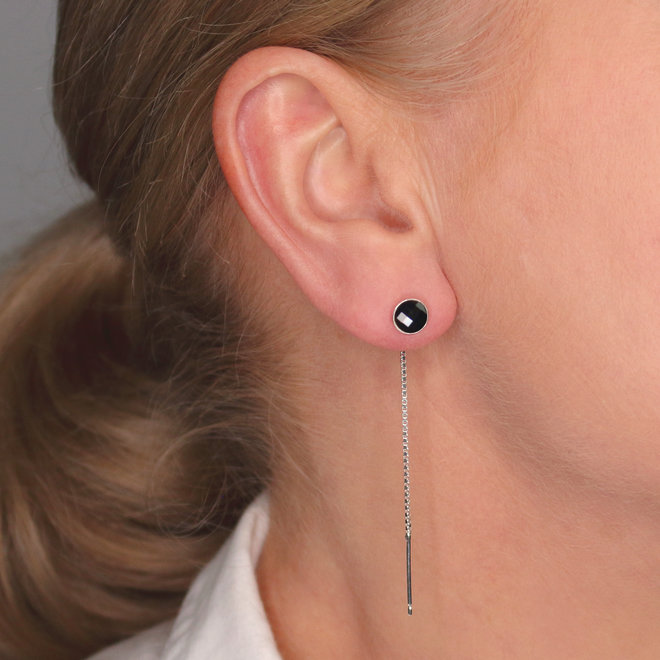 Earrings pull through black Swarovski crystal - sterling silver - ARLIZI 1878 - Joy