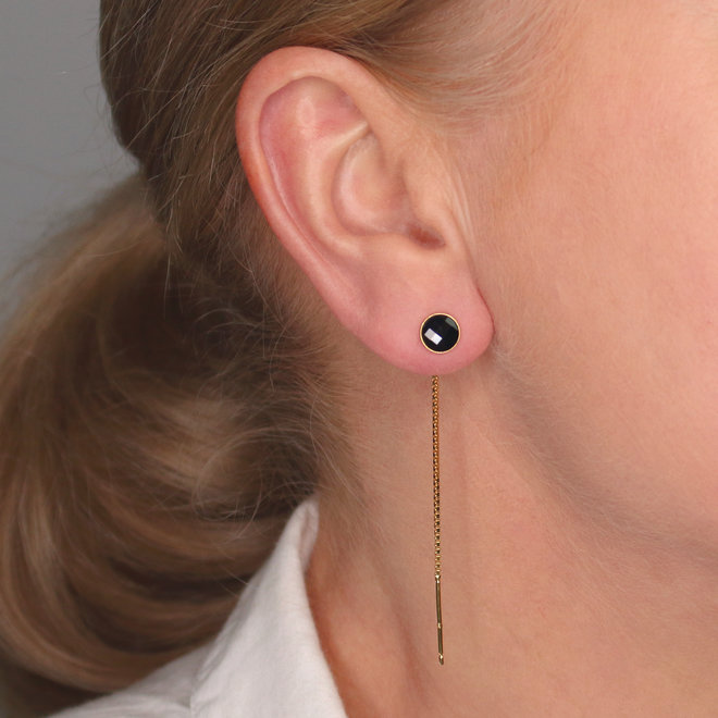Earrings pull through black Swarovski crystal - gold plated - ARLIZI 1879 - Joy