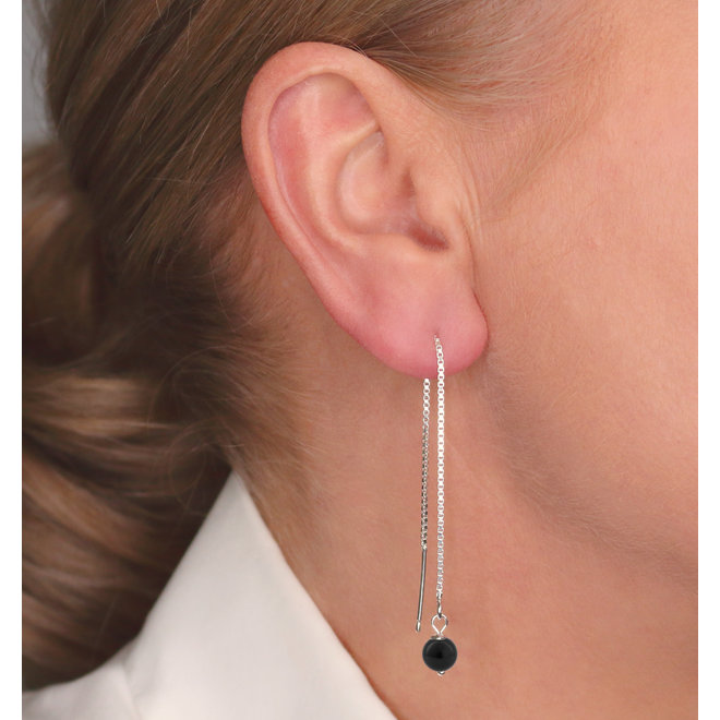 Durchzieher Ohrringe schwarz Perle - Sterling Silber - ARLIZI 1051 - Emma