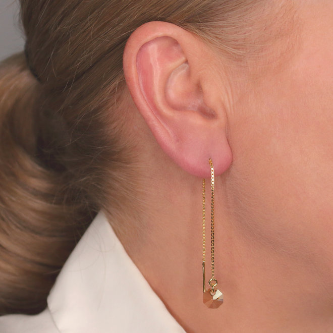 Earrings pull through Swarovski crystal octagon pendant - gold plated - ARLIZI 1916 - Audrey