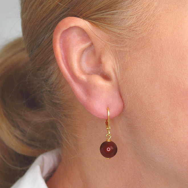 Ohrringe dunkelrote Perle 10mm - vergoldet - ARLIZI 1223 - Noa