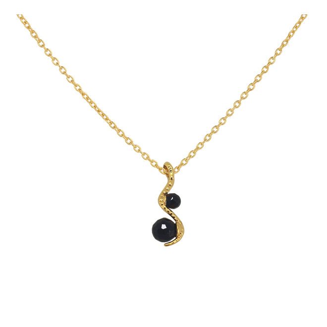 Ketting slang onyx hanger - verguld - ARLIZI 2067 - Cleo