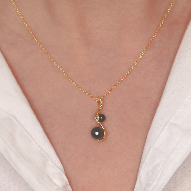 Ketting slang onyx hanger - verguld - ARLIZI 2067 - Cleo