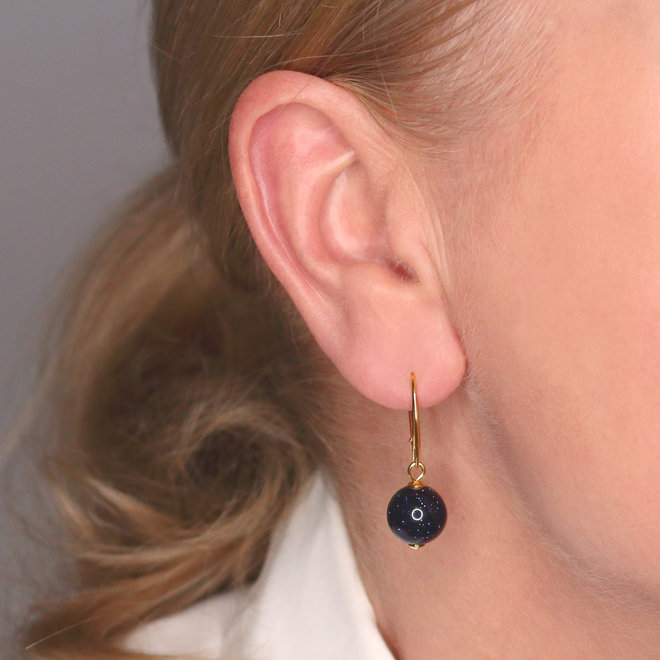 Sieraden set blauwe goudsteen hanger - verguld - ARLIZI 2079 - Elise