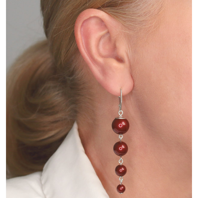 Parel oorbellen bordeaux rood - sterling zilver - ARLIZI 1340 - Nora