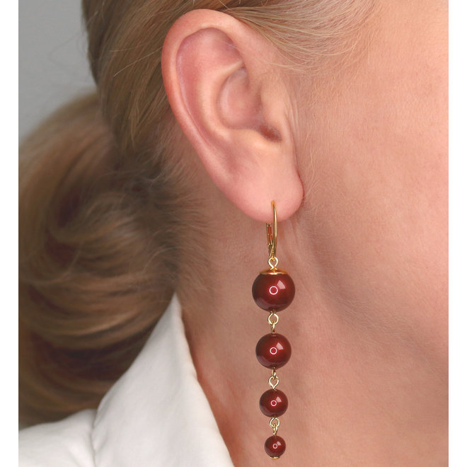 Parel oorbellen bordeaux rood - verguld - ARLIZI 1341 - Nora