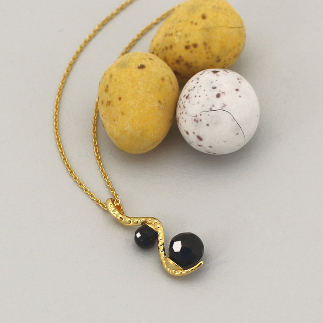 Ketting slang onyx hanger - verguld - ARLIZI 2067 - Cleo