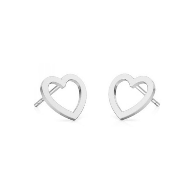 Earrings heart studs - sterling silver - 2089
