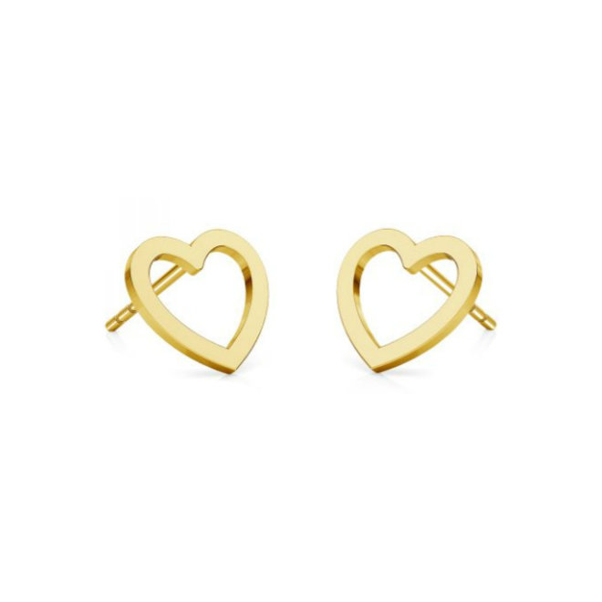 Earrings heart studs - gold plated - 2090