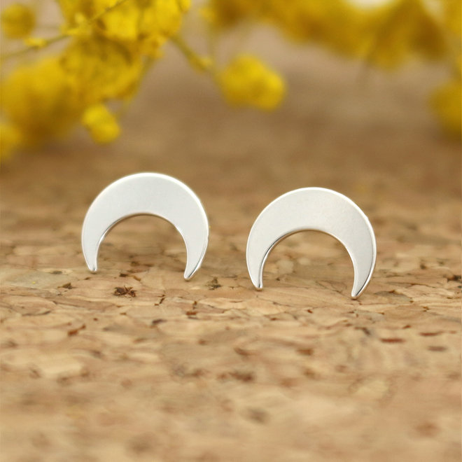 Earrings half moon ear studs - sterling silver - ARLIZI 2091 - Zoe