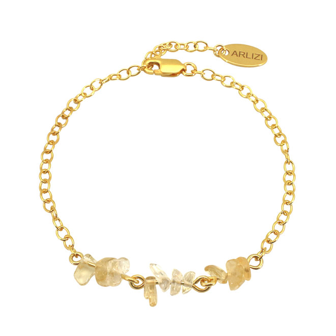 Bracelet citrine beads gold plated - 2109